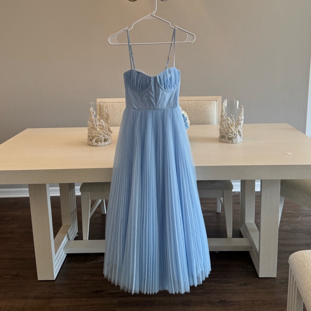 Hutch Light Blue Pleated Midi Dress